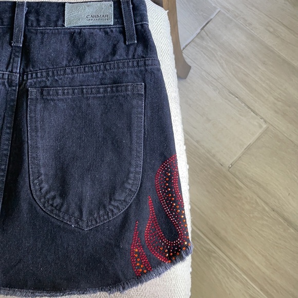 Black with flames Carmar denim skirt - Picture 4 of 4